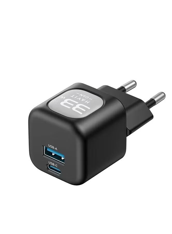 هافيت شاحن حائط سريع Havit بقوة 33 واط بتقنية GaN مع منفذين – PD 33W + PPS 30W | شحن ذكي لأجهزة اللابتوب والهواتف الذكية والساعات الذكية – موديل UC230EU – أسود - Image 3